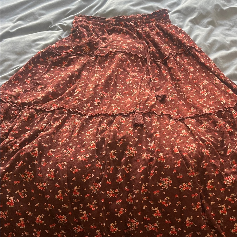 Floral Burgundy maxi skirt